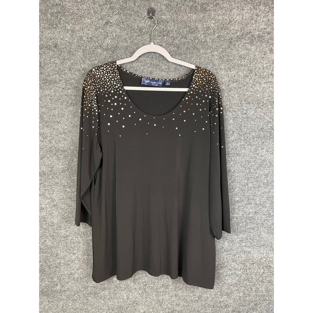 Susan Graver‎ Style Top Women’s XL Black Silver dots